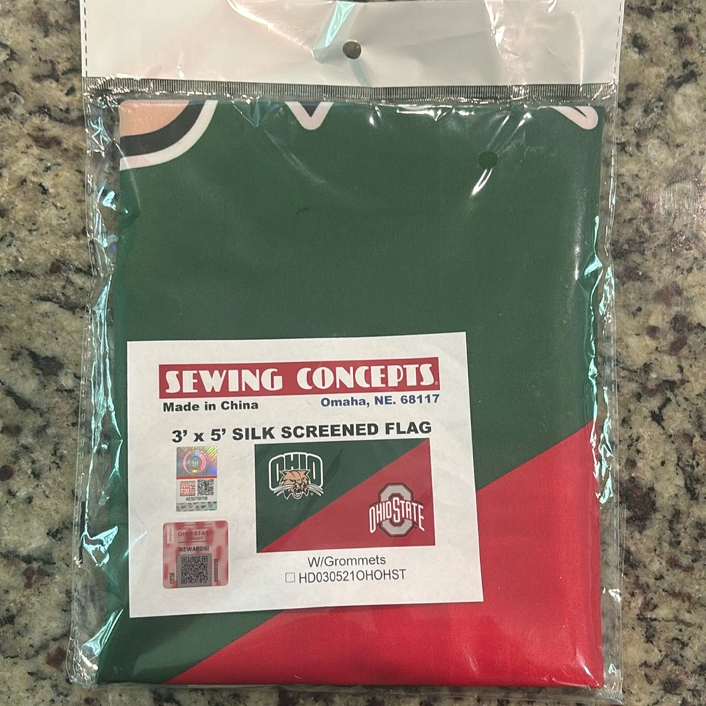 Ohio State University / Ohio University split silk screened flag